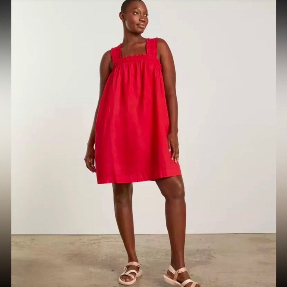 Everlane Red Mini Dress with Smocked Straps